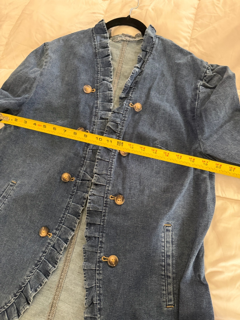 Denim Ruffle-Trim Jacket - Blue - Picture 4 of 8